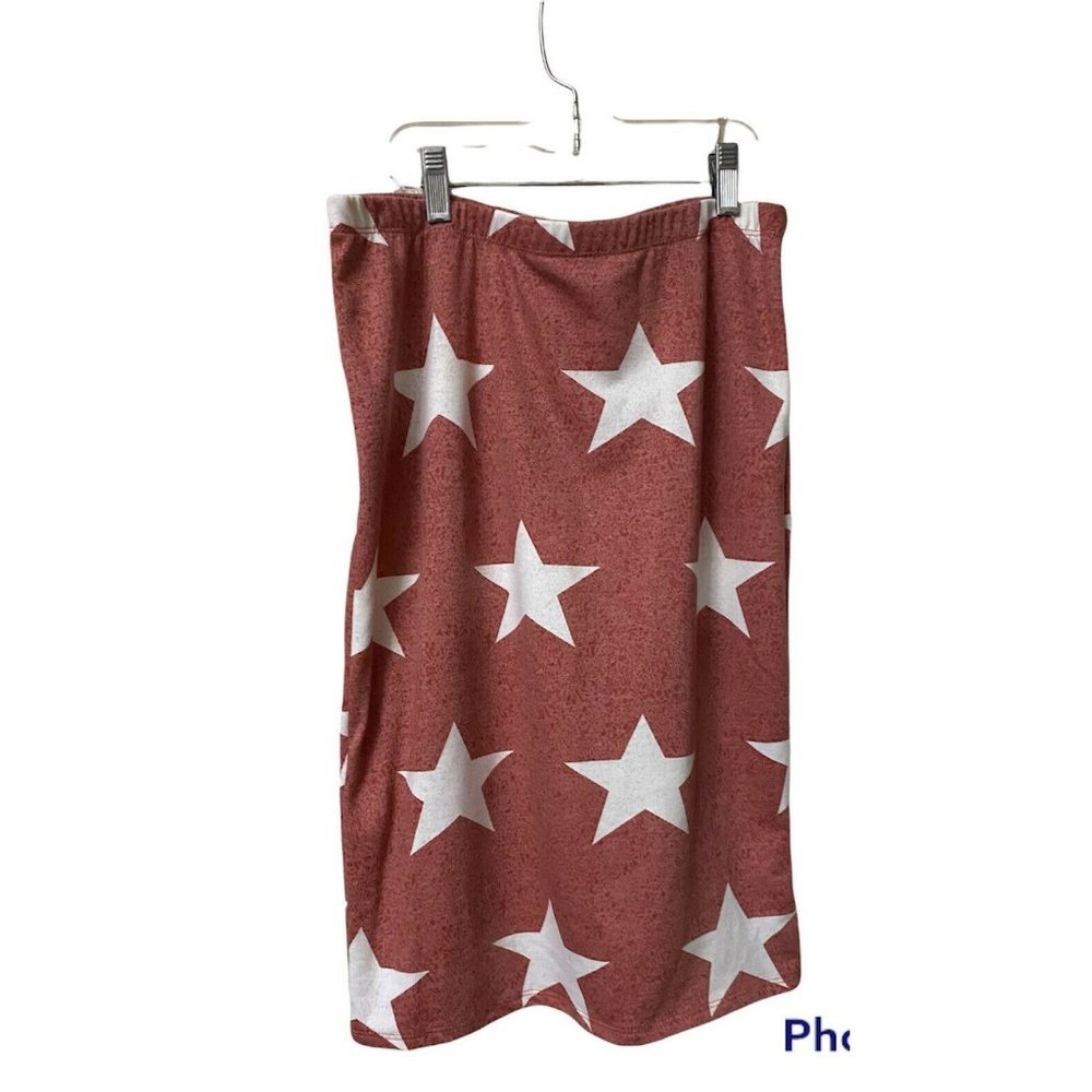 Womens Pencil Skirt Stretch material Acting Pro Size‎ xl Red white Stars